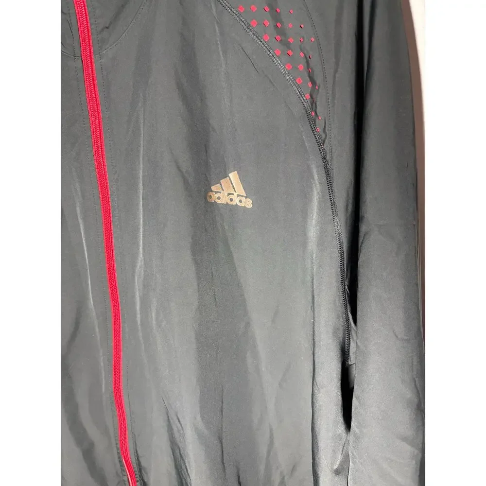 Vintage Kansas Jayhawks Full Zip Adidas Embroidered Gray Warm Up Jacket Sz 2XT